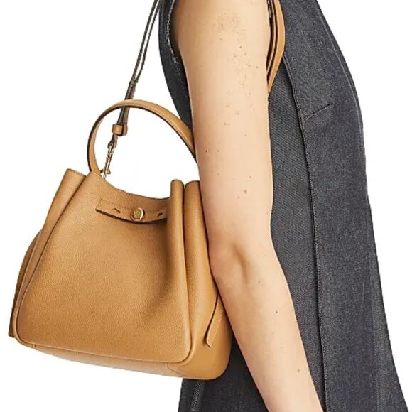 NWT ✅Tory Burch ROMY Pebbled Leather Bucket Bag #166982 TIRAMISU⭐ NWT, DUST BAG - Picture 11 of 11